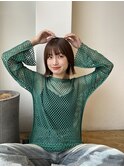 切りっぱなしボブ　インナーカラー