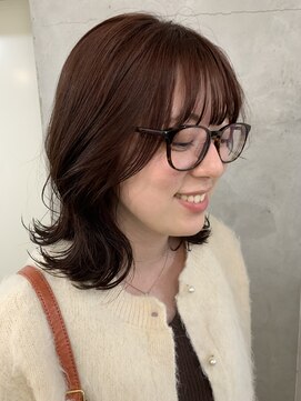 デューヘアー(due hair) ミディアム 顔周りレイヤースタイル/ピンクベージュカラー