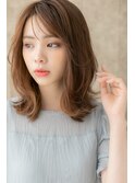 マロンベージュ外ハネミディアムウルフカット312X浦和20代30代