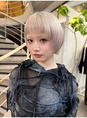 ホワイトペールベージュ/ブリーチ/マッシュショート