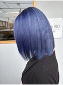 ネイビーブルー、うるツヤレイヤーボブ、髪質改善