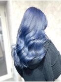くびれヘアアプリコットオレンジハイライトカラーブルーカラー