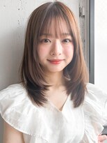 アグノス 青山(Agnos) デジタルパーマうる艶髪薄めバングイメチェン暗めカラー艶感