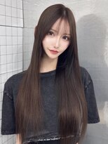 ロムーク 表参道(LOMKH)&nbsp;ロングレイヤーカット顔周りシールエクステ秋ヘーゼルグレージュ