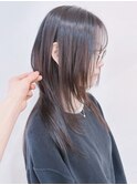 【松戸　テラカド】大人可愛いセミロング顔周りレイヤー黒髪