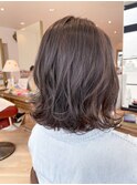 ふわボブ/ショコラ/チョコブラウン/切りっぱなしボブ/波巻き