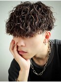 波巻きパーマメンズツイストスパイラルパーマハイライト