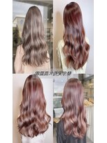 アース センター南店(HAIR&MAKE EARTH) 【艶感★ピンクベージュ】韓国風大人可愛いウェーブ巻き髪