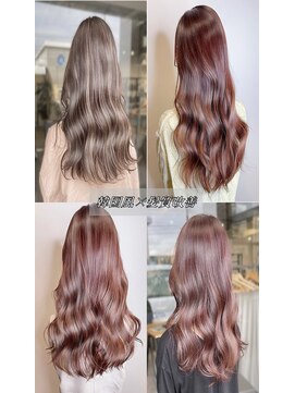 アース センター南店(HAIR&MAKE EARTH) 【艶感★ピンクベージュ】韓国風大人可愛いウェーブ巻き髪