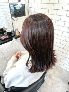 エイス 梅田 中津(Ace) きりっぱなし ミディアム　ピンクブラウン