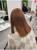 オレンジブラウン/切りっぱなしセミロング