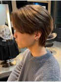 メンズ/マッシュショート/韓国/ブラウングレージュ