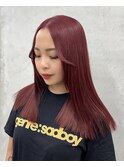 ブリーチありダブルカラー/チェリーレッド/ローレイヤー/原宿