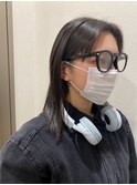 大人可愛い透明感つやグレージュ×エアストレートセンターパート