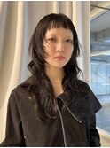 顔まわりカット顔まわりレイヤーデザインカットロングウルフ