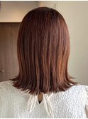 ダブルカラーピンクベージュベージュカラーケアブリーチミニボブ