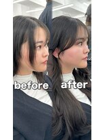 前髪顔まわり韓国ヘアレイヤーカットサイドバンク2wayバンク韓国