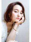 ナチュラルボブミニウルフチェリーブラウン20代30代40代50代