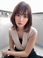 エインアンリー 明治神宮前(AIN.ANLY.)&nbsp;☆くびれヘアプリコットオレンジハイライトカラーボブパーマ小顔