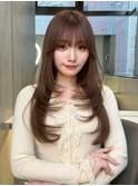 グレーブラウン似合わせカット/バタフライカット/ダークアッシュ