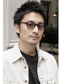メンズショート　ショートセンターパート　サーフカールパーマ　
