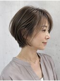 白髪ぼかし×大人ショートボブ