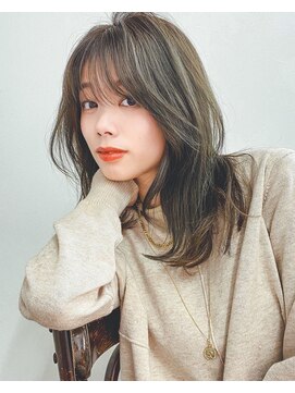 アリュウル 表参道(ALLURE) レイヤーカット オリーブベージュ おくれ毛 韓国 東垂水