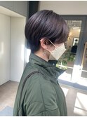 髪質改善トリートメント_マロンベージュ Aラインボブ かきあげ