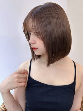 ハニーシブヤ(HONEY shibuya) 大人可愛い20代30代40代ワンレンミニボブ×ココアベージュ