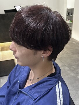 ヒュイル バイ ニアウ(Hwyl by Niau) メンズマッシュボルドーカラーニュアンスパーマワインレッド