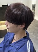 メンズマッシュボルドーカラーニュアンスパーマワインレッド