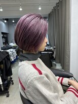 エトラ 渋谷店(etora)&nbsp;ピンクバイオレット カシスカラー 丸みボブ