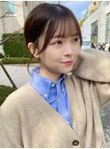 ナチュラル小顔前髪あり後れ毛サイドバング結べるボブくびれヘア
