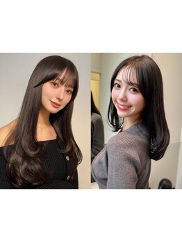 【韓国顔周りカット＋透明感カラー￥9,900】サロンに行った日だけでなくその後の生活でもシルエットをキ-プ