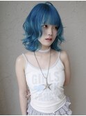 【yukino】ターコイズブルー×伸ばしかけふんわりスタイリング