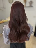 ピンクブラウンレイヤーカット韓国風巻き