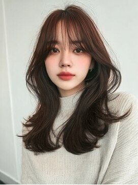 ダル 渋谷/表参道(DAL.) ハッシュカットバタフライカットダークブラウンカーテンバング