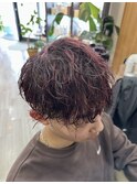 アンブレラカラーに波巻きパーマ◎