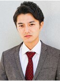ビジネスマットショートレイヤーかき上げパーマトランクスヘア
