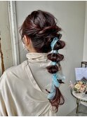 リボンとたまねぎヘアアレンジ