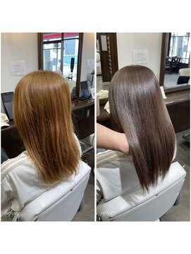 ムーブ(Moob) 落ち着きがありながらも透明感のある髪色髪質改善カラー【別府】