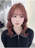 ピンクベージュ/中明度カラー/ブリーチカラー/艶カラー/ピンク