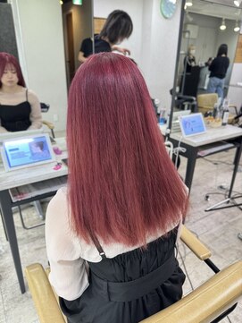 アジールヘア 所沢プロペ通り店(agir hair) レッドピンクくびれヘアレイヤーカット夏ケアブリーチ所沢韓国