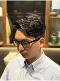 メンズ　ワンカールパーマ　フェード　七三　刈り上げ