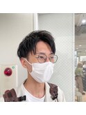 ツーブロック七三/黒髪アップバング