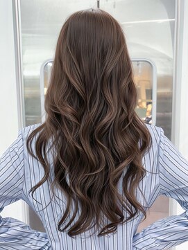 シオン(shion) ロングオリーブベージュ韓国ヘア顔周りレイヤー_ba572661