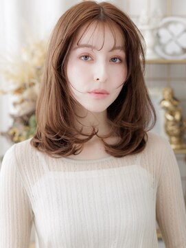 カバーヘア イヴ 戸頭店(COVER HAIR EVE) ブリーチなしミルクブラウンセミロングレイヤーa戸頭20代30代