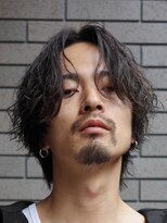 フィフスパーク(fifth PARK)&nbsp;ルーズパーマ波巻きパーマメンズマッシュウルフセンターパート