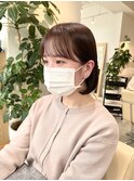 くびれヘア顔周り韓国レイヤーカット黒髪ショートミディアム/柏