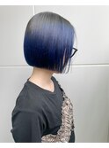 ブリーチ ブルーネイビー 根本外しカラー ダブルカラー
